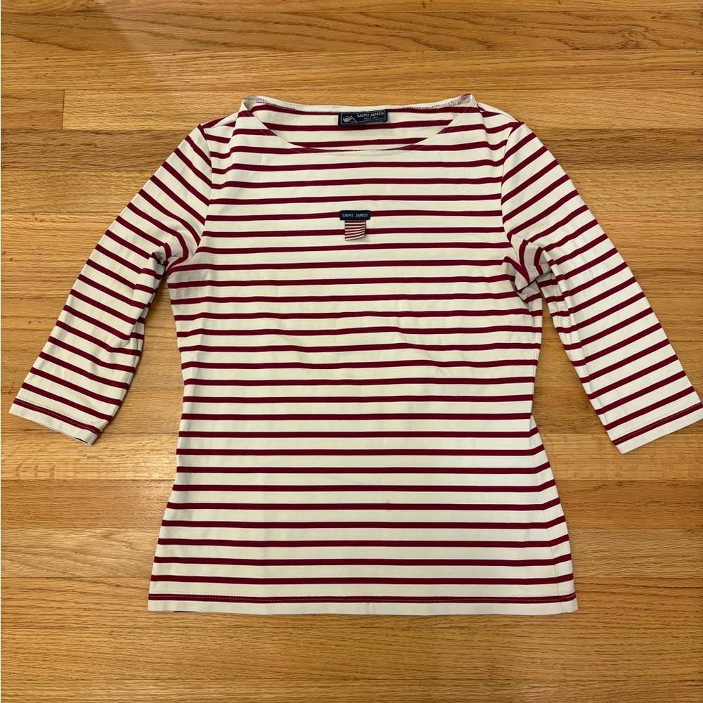 Women’s Saint James Red and White Striped long sleeve shirt